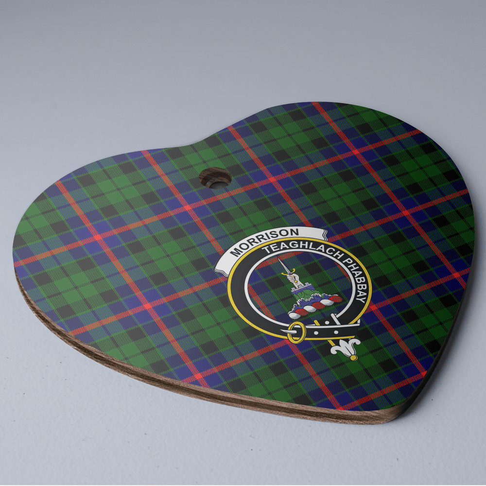 Clan Morrison Modern Tartan Crest Heart Ceramic Ornament RM92 Morrison Modern Tartan Tartan Christmas   