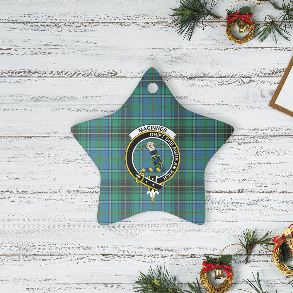 Clan MacInnes Ancient Tartan Crest Star Ceramic Ornament MZ34 MacInnes Ancient Tartan Tartan Christmas   