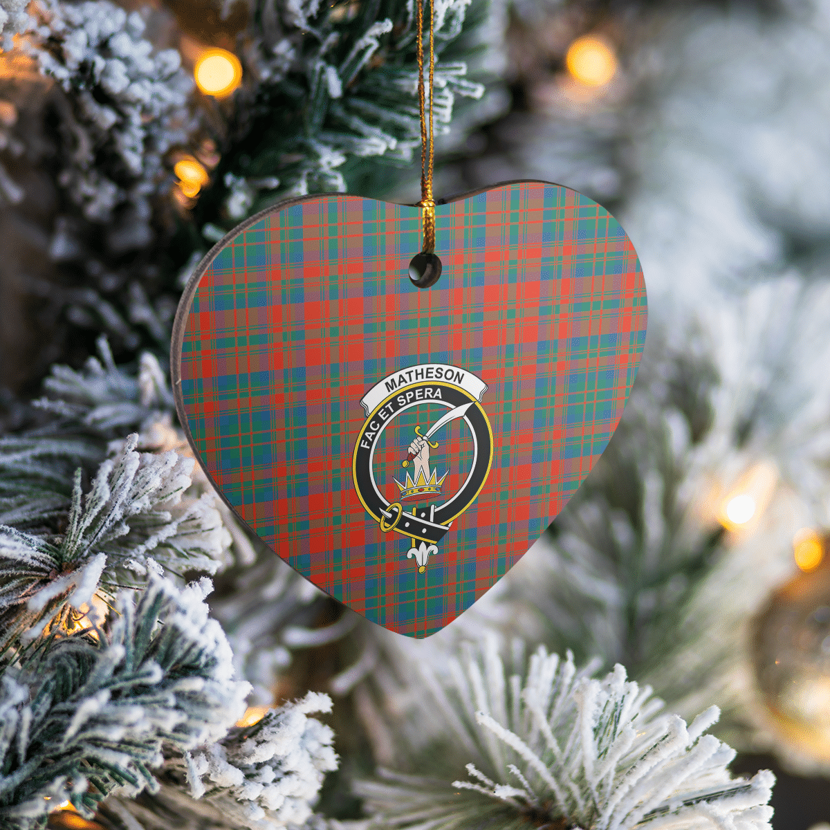 Clan Matheson Ancient Tartan Crest Heart Ceramic Ornament IW35 Matheson Ancient Tartan Tartan Christmas   