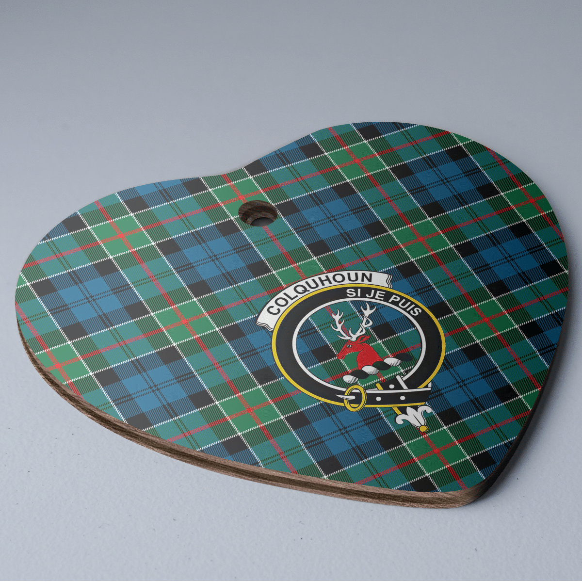 Clan Colquhoun Ancient Tartan Crest Heart Ceramic Ornament SA82 Colquhoun Ancient Tartan Tartan Christmas   
