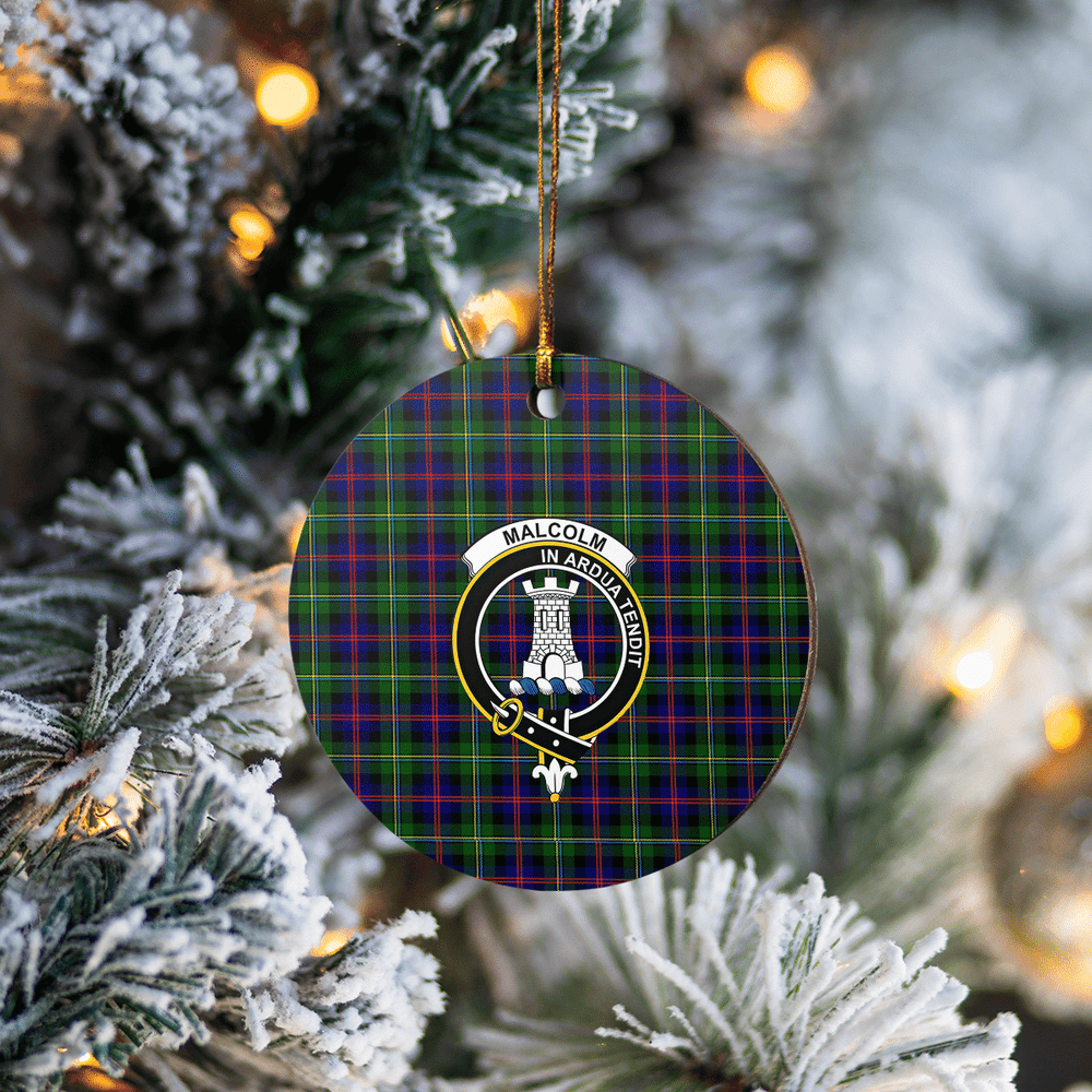 Clan Malcolm Modern Tartan Crest Round Ceramic Ornament OE45 Malcolm Modern Tartan Tartan Christmas   