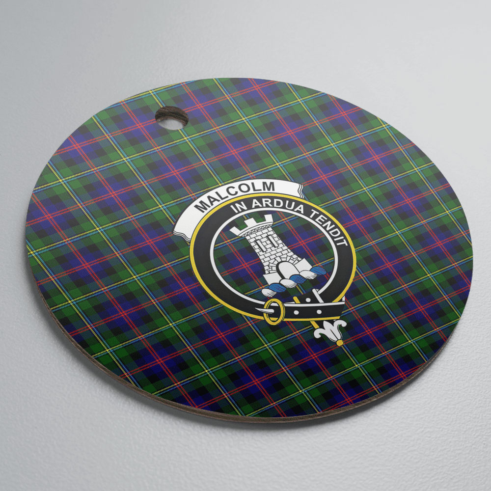 Clan Malcolm Modern Tartan Crest Round Ceramic Ornament OE45 Malcolm Modern Tartan Tartan Christmas   