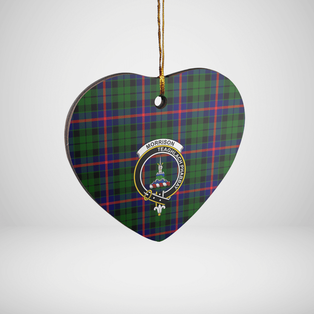 Clan Morrison Modern Tartan Crest Heart Ceramic Ornament RM92 Morrison Modern Tartan Tartan Christmas   