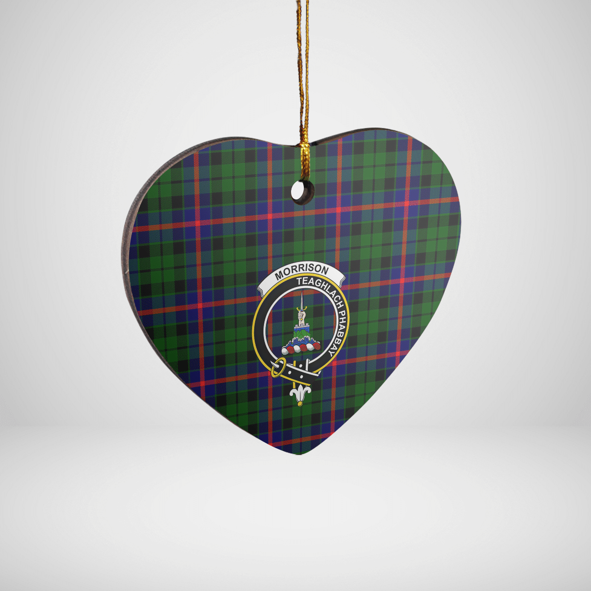 Clan Morrison Modern Tartan Crest Heart Ceramic Ornament RM92 Morrison Modern Tartan Tartan Christmas   