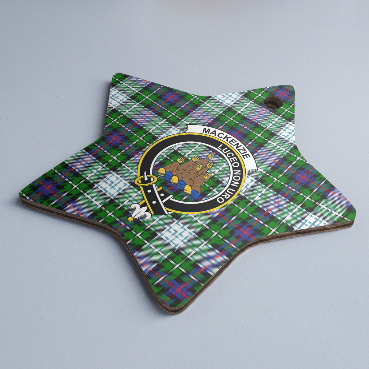 Clan MacKenzie Dress Modern Tartan Crest Star Ceramic Ornament BJ14 MacKenzie Dress Modern Tartan Tartan Christmas   