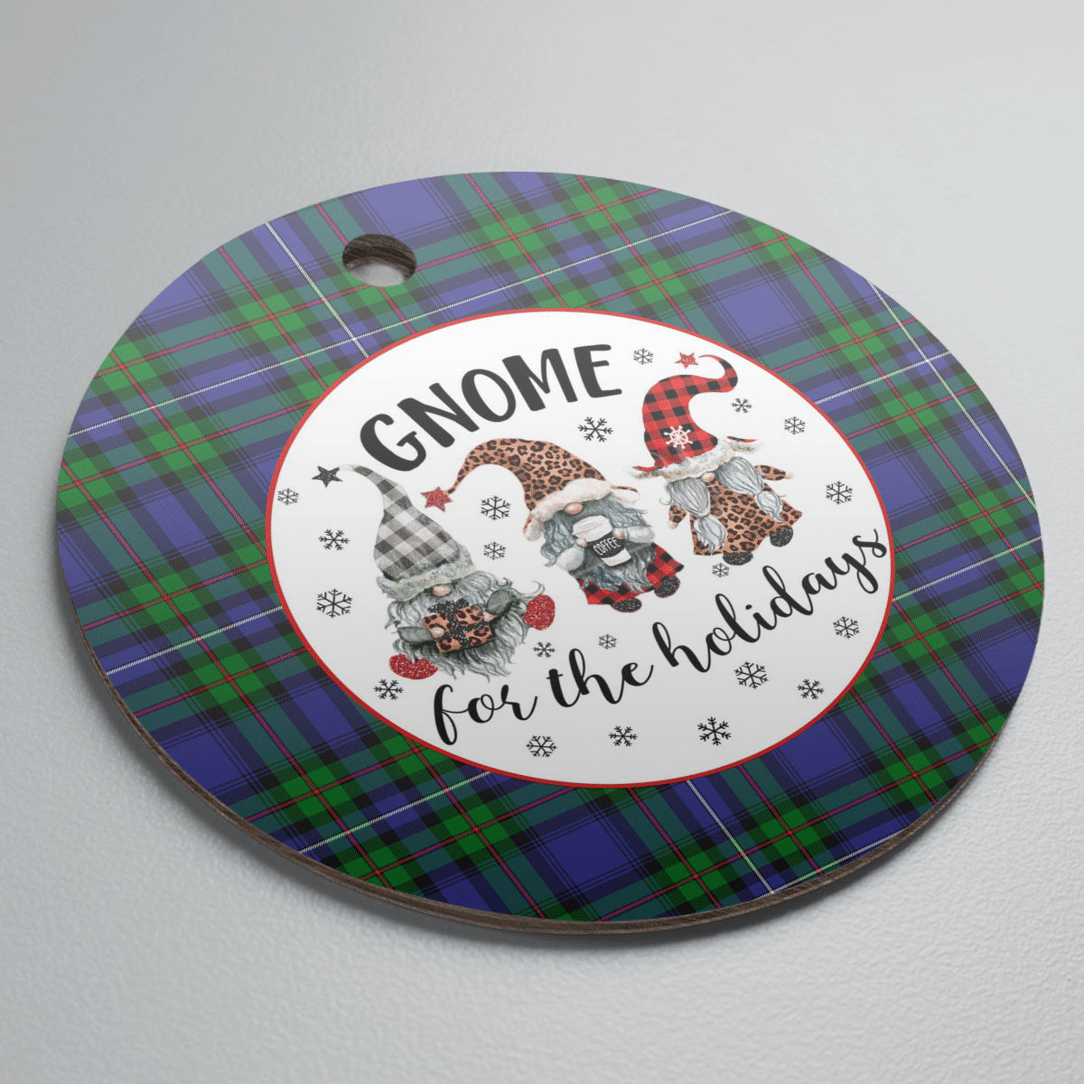 Clan Robertson Hunting Modern Tartan Tartan Crest Gnome Round Ceramic Ornament TU69 Robertson Hunting Modern Tartan Tartan Christmas   