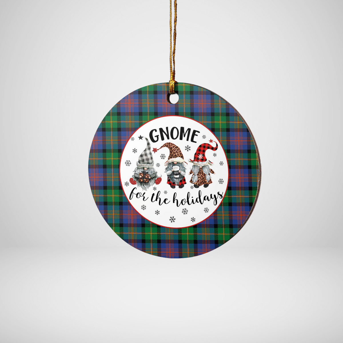 Clan Logan Ancient Tartan Tartan Crest Gnome Round Ceramic Ornament LM51 Logan Ancient Tartan Tartan Christmas   