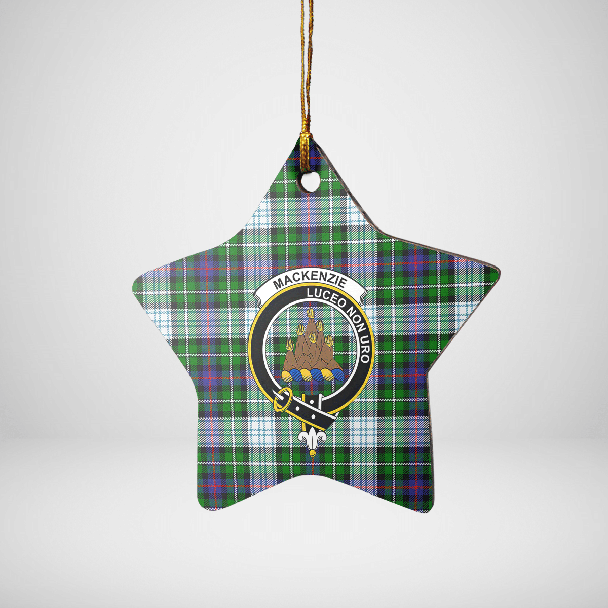 Clan MacKenzie Dress Modern Tartan Crest Star Ceramic Ornament BJ14 MacKenzie Dress Modern Tartan Tartan Christmas   