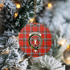 Clan Robertson Weathered Tartan Crest Round Ceramic Ornament NS67 Robertson Weathered Tartan Tartan Christmas   