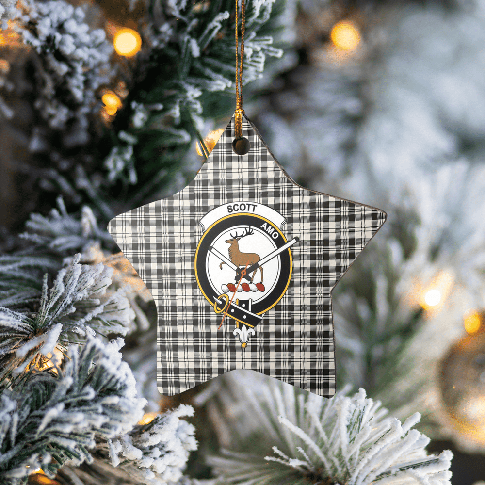 Clan Scott Black & White Ancient Tartan Crest Star Ceramic Ornament HP11 Scott Black & White Ancient Tartan Tartan Christmas   