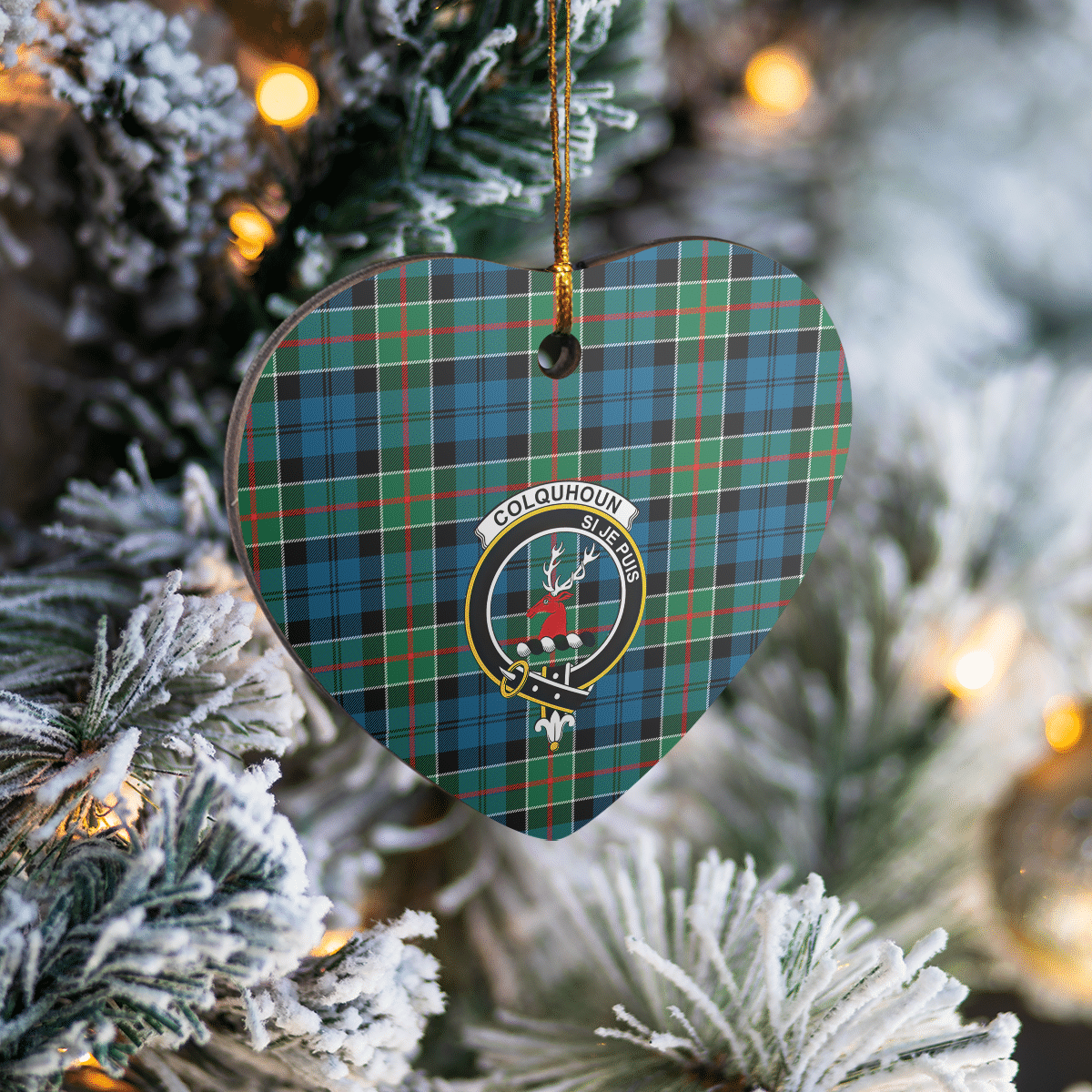 Clan Colquhoun Ancient Tartan Crest Heart Ceramic Ornament SA82 Colquhoun Ancient Tartan Tartan Christmas   