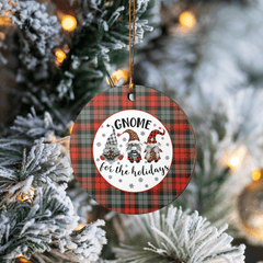 Clan MacLachlan Weathered Tartan Tartan Crest Gnome Round Ceramic Ornament SF77 MacLachlan Weathered Tartan Tartan Christmas   