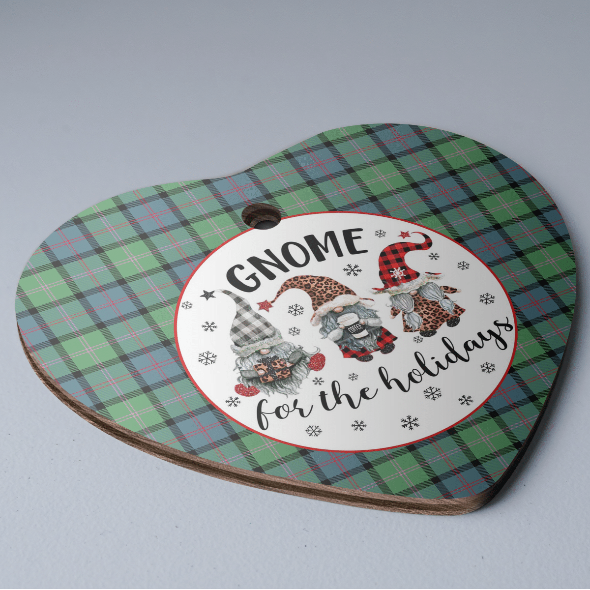 Clan MacThomas Ancient Tartan Tartan Crest Gnome Heart Ceramic Ornament NO46 MacThomas Ancient Tartan Tartan Christmas   