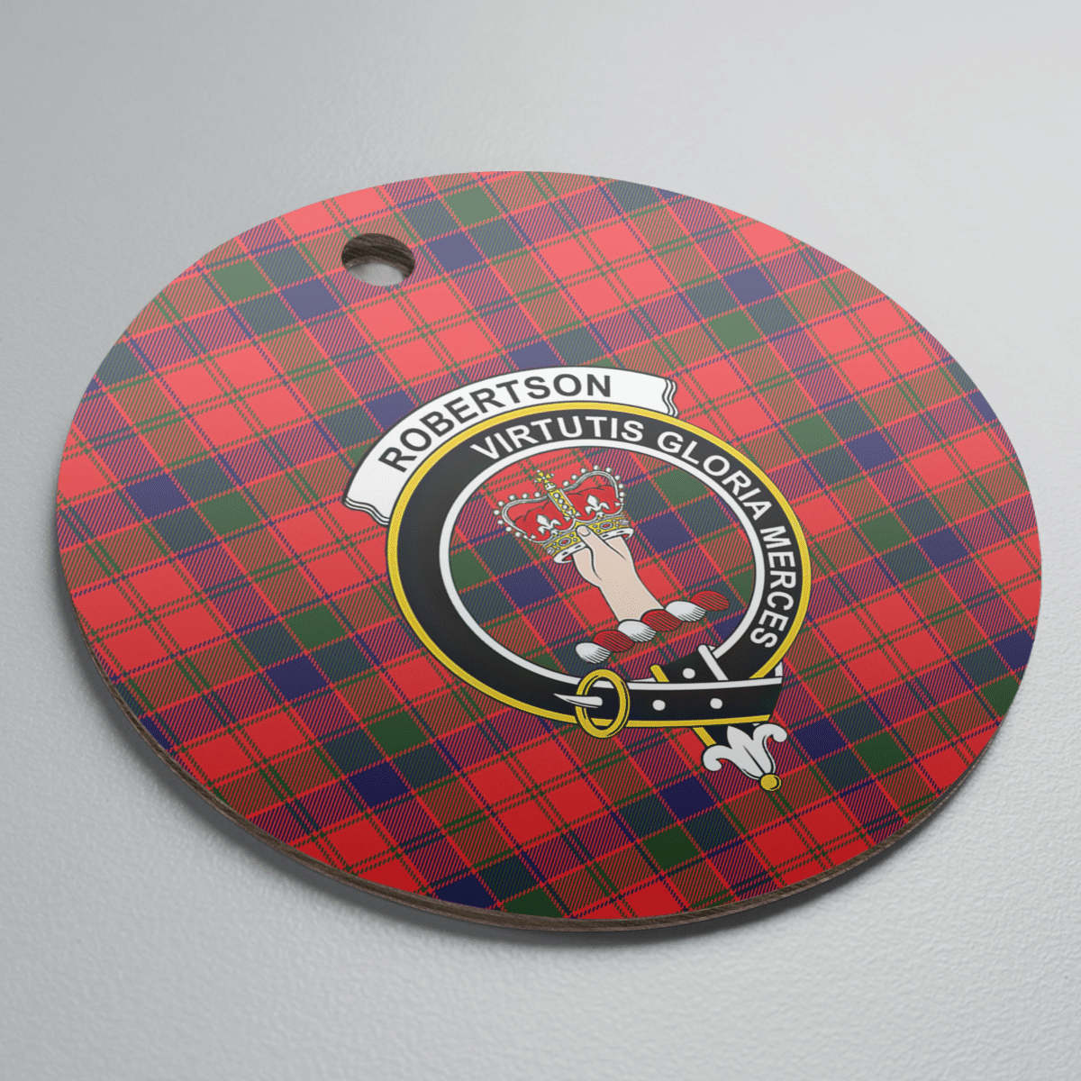 Clan Robertson Modern Tartan Crest Round Ceramic Ornament KV88 Robertson Modern Tartan Tartan Christmas   