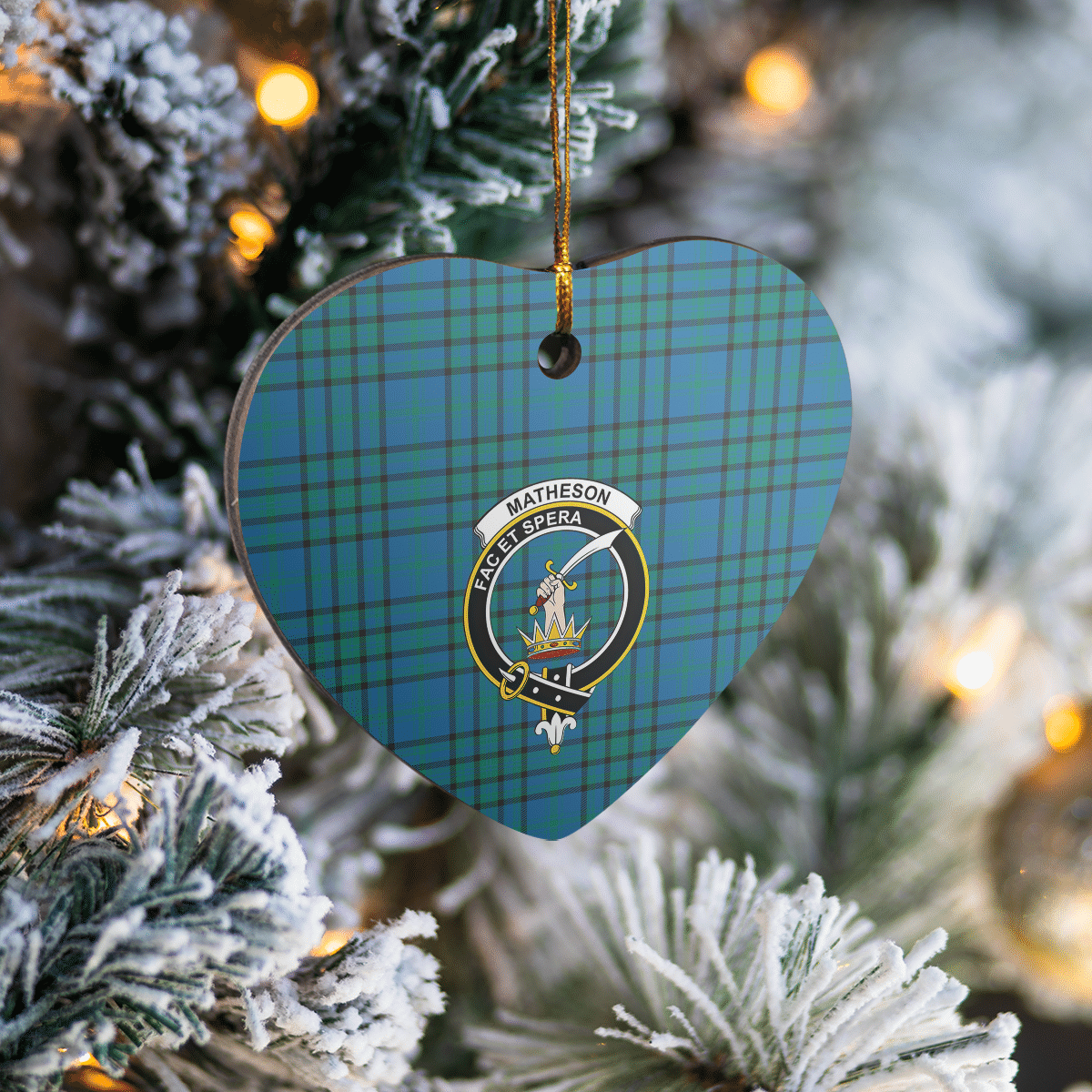 Clan Matheson Hunting Ancient Tartan Crest Heart Ceramic Ornament SG97 Matheson Hunting Ancient Tartan Tartan Christmas   