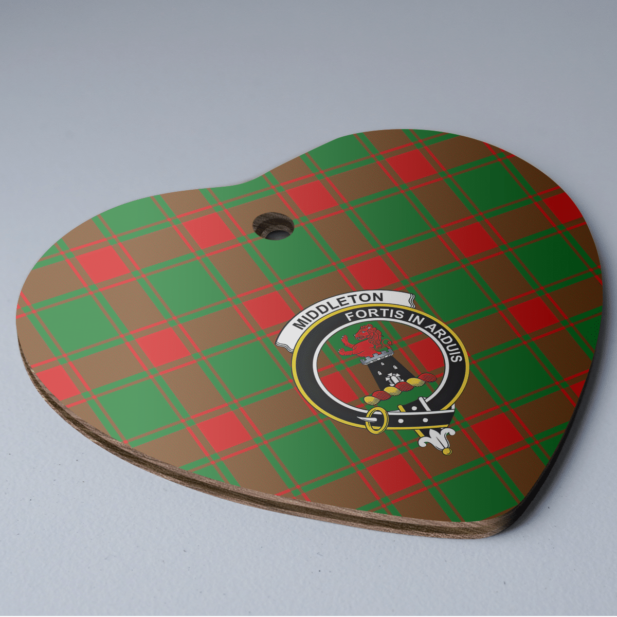 Clan Middleton Modern Tartan Crest Heart Ceramic Ornament OG82 Middleton Modern Tartan Tartan Christmas   
