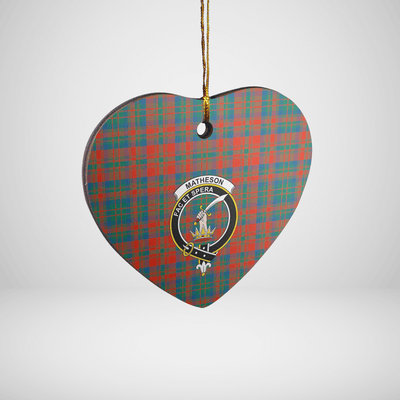 Clan Matheson Ancient Tartan Crest Heart Ceramic Ornament IW35