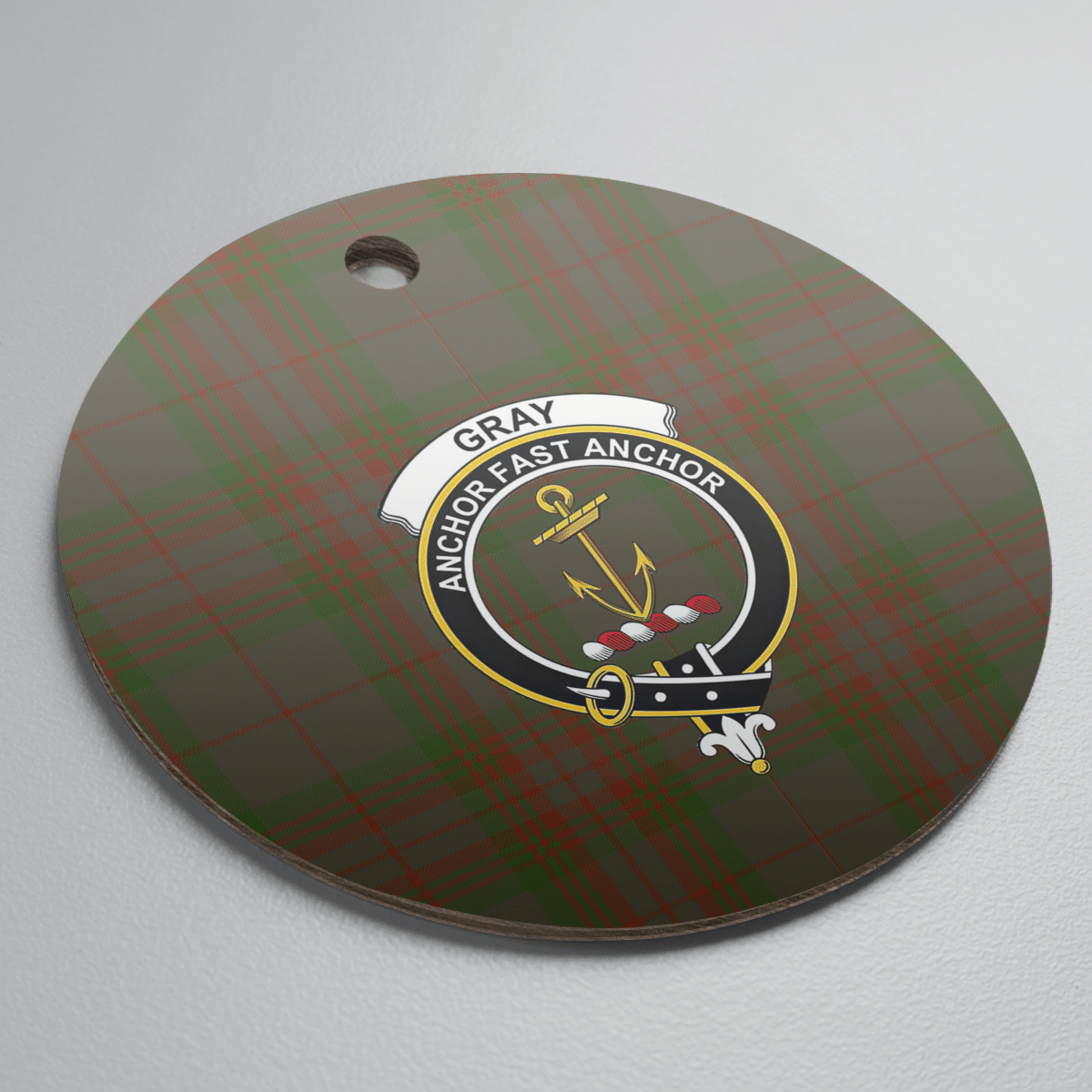 Clan Gray Tartan Crest Round Ceramic Ornament MW18 Gray Tartan Tartan Christmas   