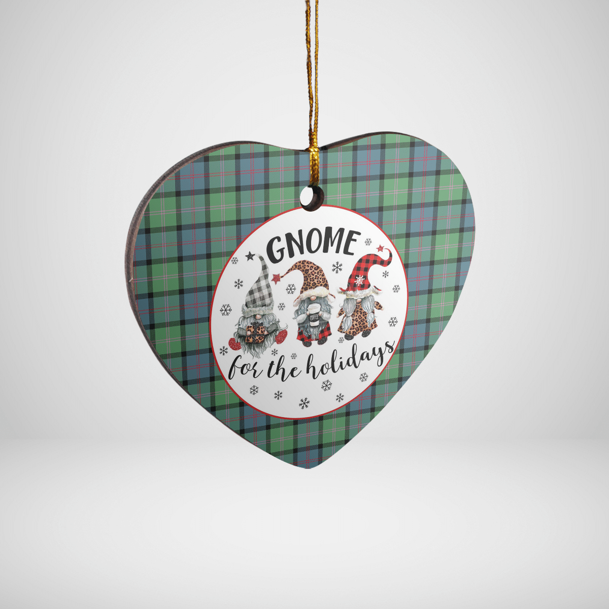 Clan MacThomas Ancient Tartan Tartan Crest Gnome Heart Ceramic Ornament NO46 MacThomas Ancient Tartan Tartan Christmas   