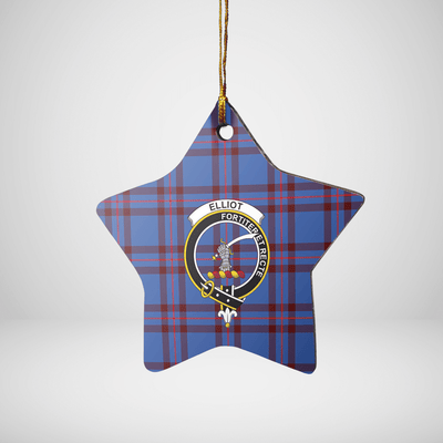 Clan Elliot Modern Tartan Crest Star Ceramic Ornament
