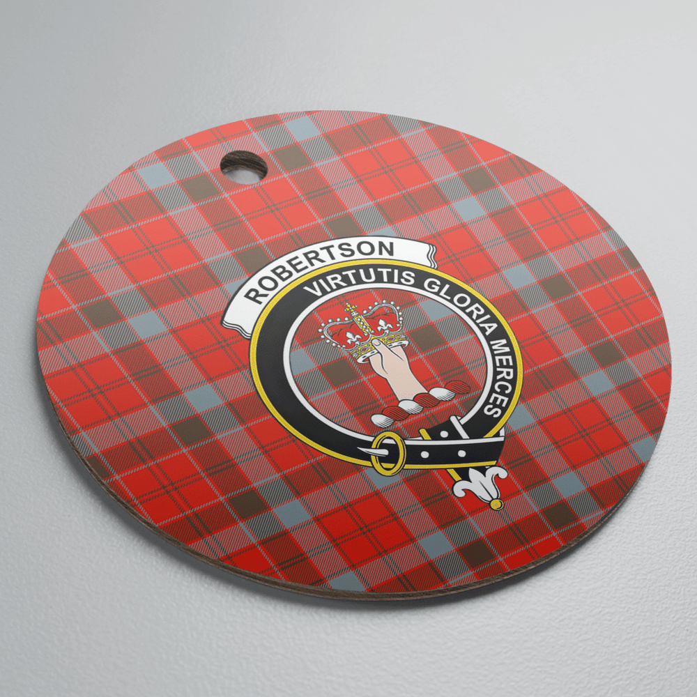 Clan Robertson Weathered Tartan Crest Round Ceramic Ornament NS67 Robertson Weathered Tartan Tartan Christmas   
