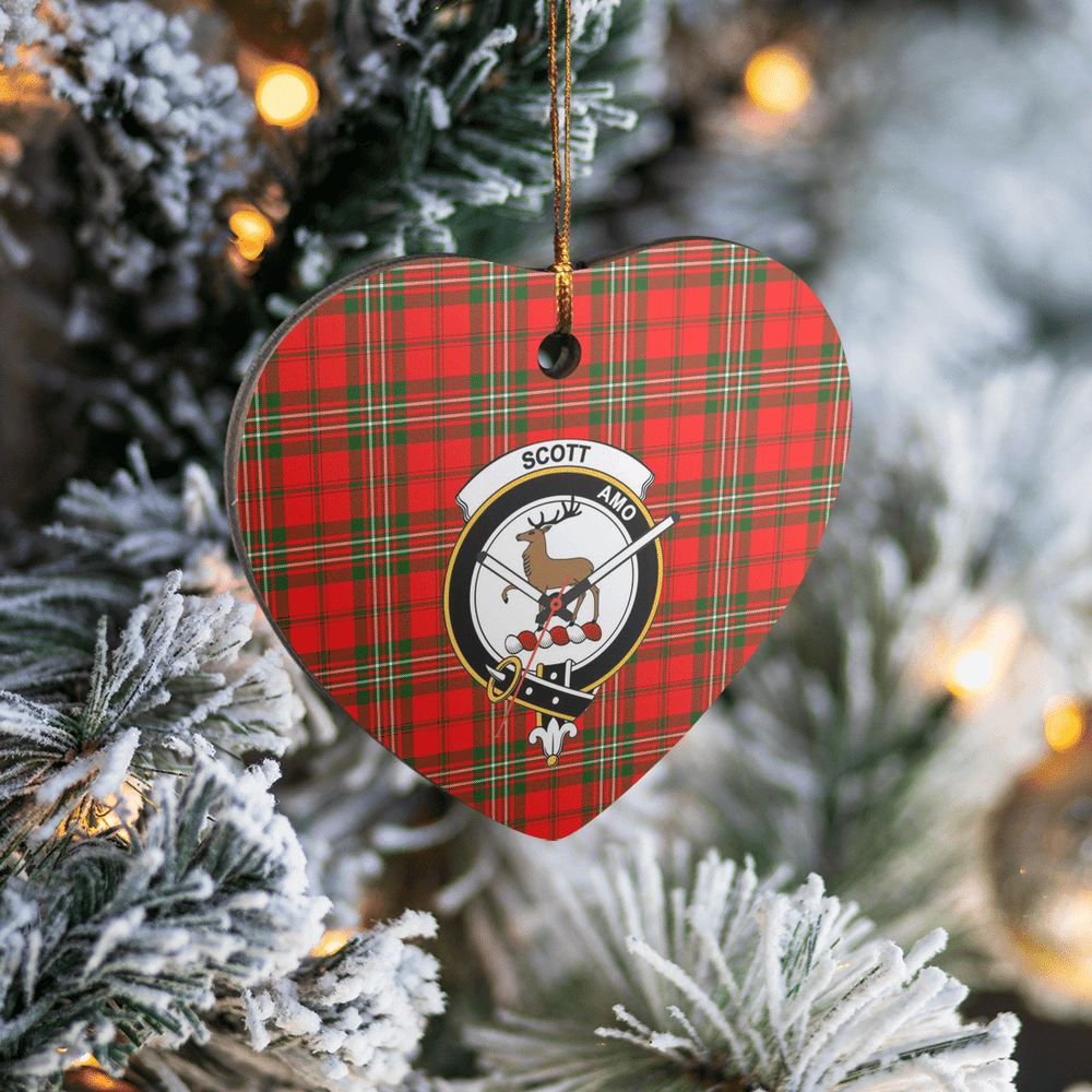 Clan Scott Modern Tartan Crest Heart Ceramic Ornament PJ44 Scott Modern Tartan Tartan Christmas   