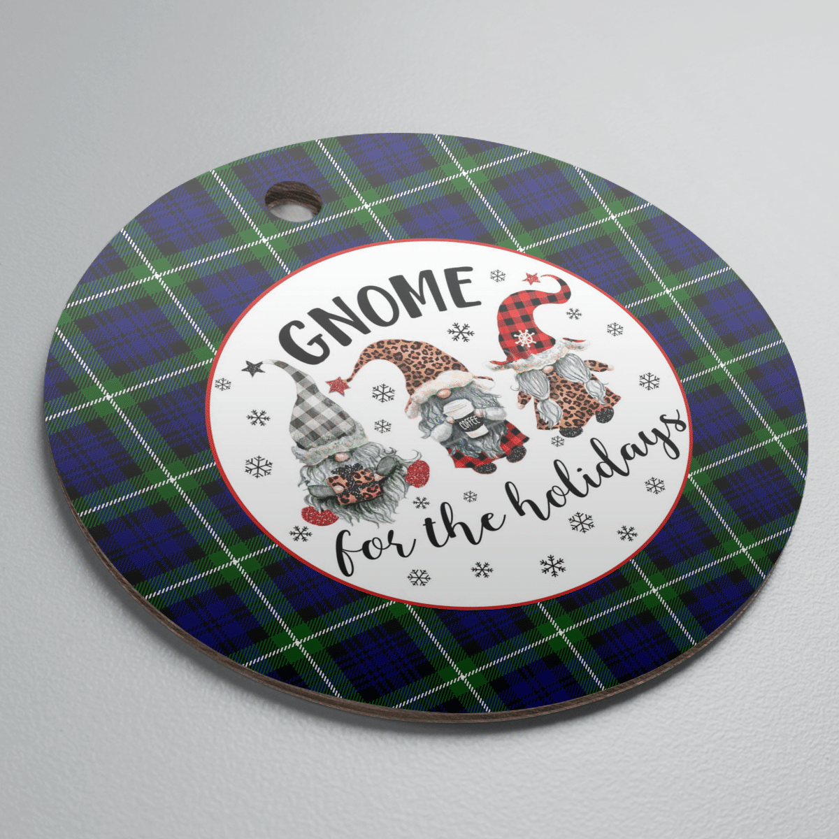Clan Lamont Modern Tartan Tartan Crest Gnome Round Ceramic Ornament WV48 Lamont Modern Tartan Tartan Christmas   