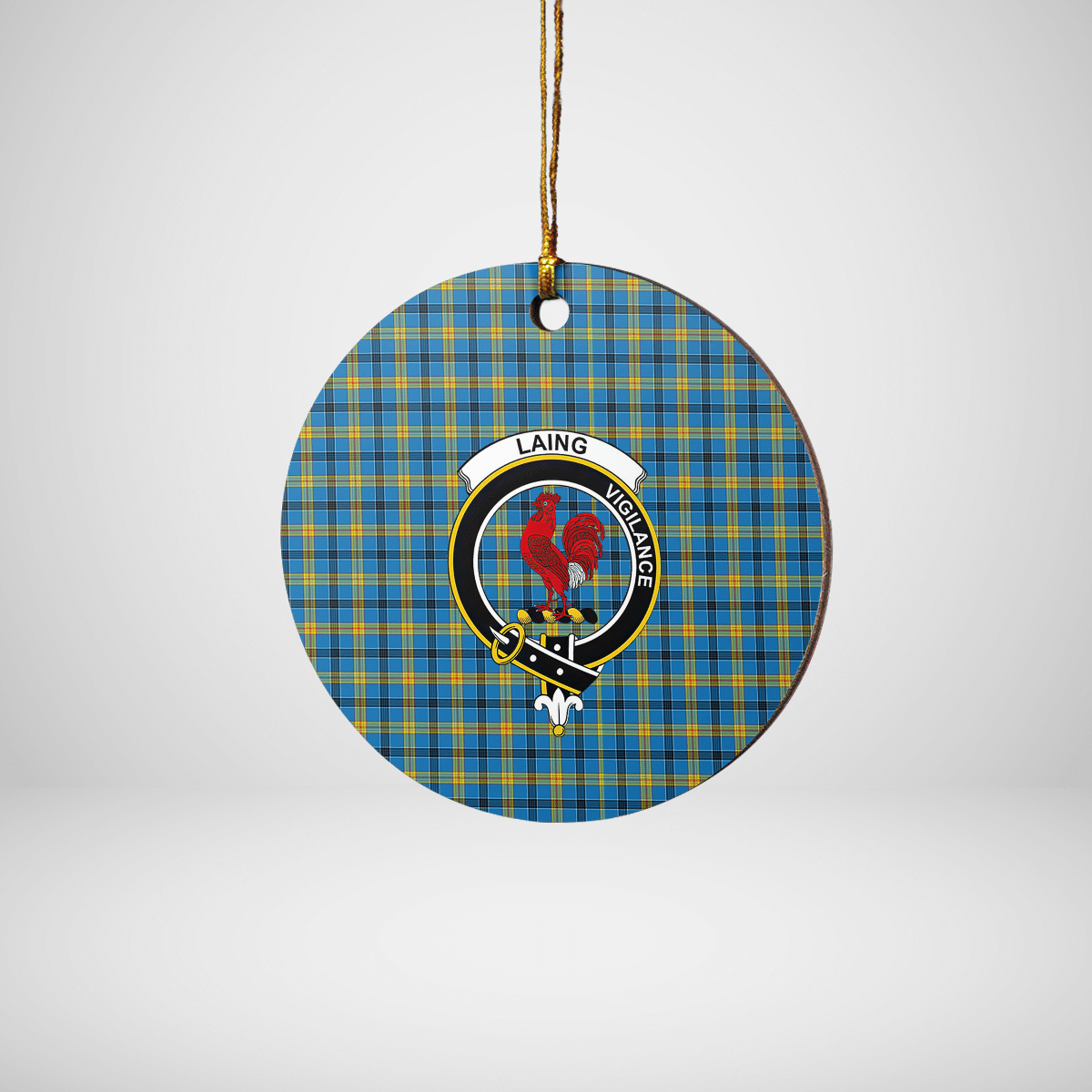 Clan Laing Tartan Crest Round Ceramic Ornament BM69 Laing Tartan Tartan Christmas   