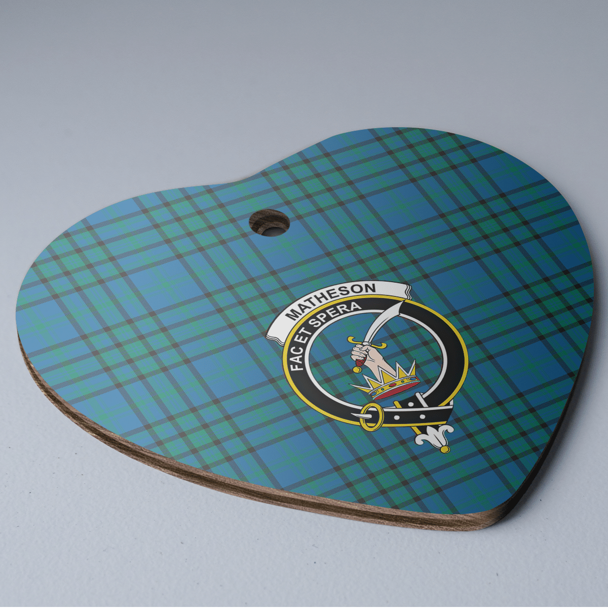 Clan Matheson Hunting Ancient Tartan Crest Heart Ceramic Ornament SG97 Matheson Hunting Ancient Tartan Tartan Christmas   