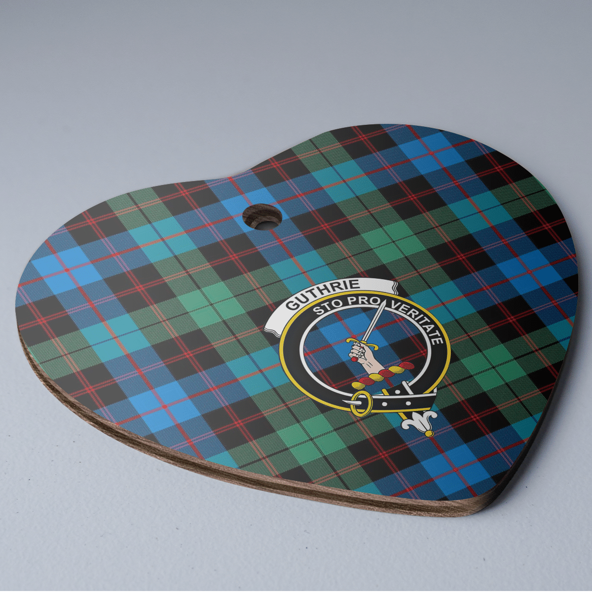 Clan Guthrie Ancient Tartan Crest Heart Ceramic Ornament BT26 Guthrie Ancient Tartan Tartan Christmas   