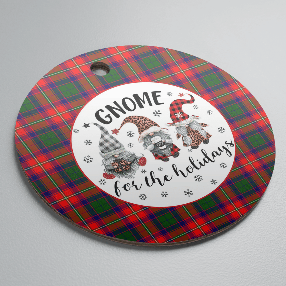 Clan Mow (Roxburgh) Tartan Tartan Crest Gnome Round Ceramic Ornament II15 Mow (Roxburgh) Tartan Tartan Christmas   