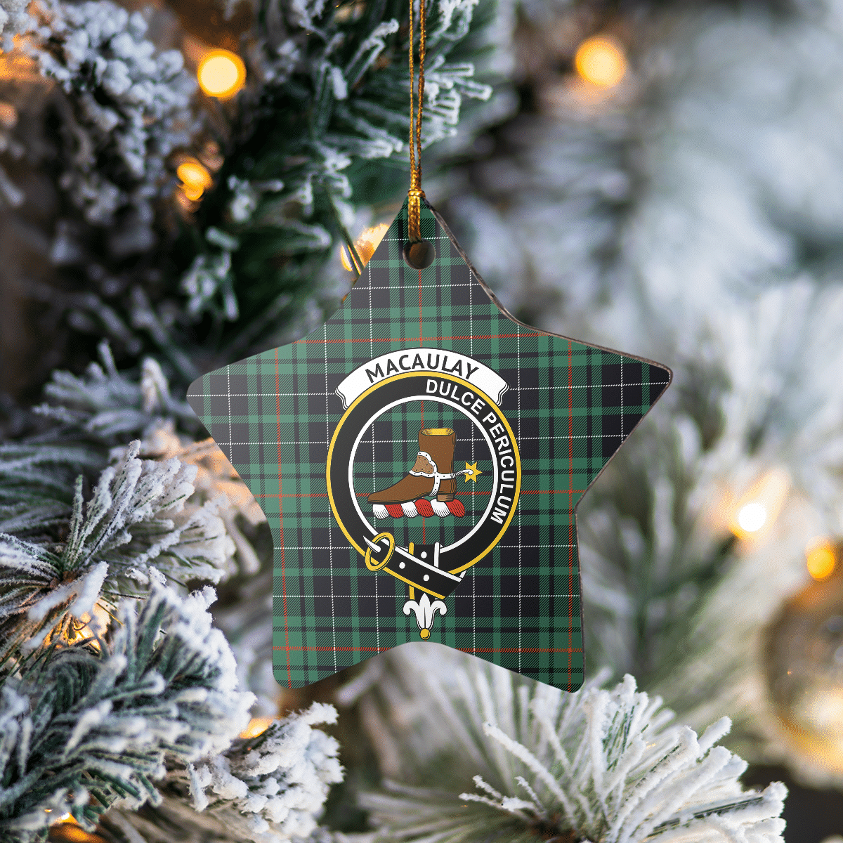 Clan MacAulay Hunting Ancient Tartan Crest Star Ceramic Ornament PA30 MacAulay Hunting Ancient Tartan Tartan Christmas   