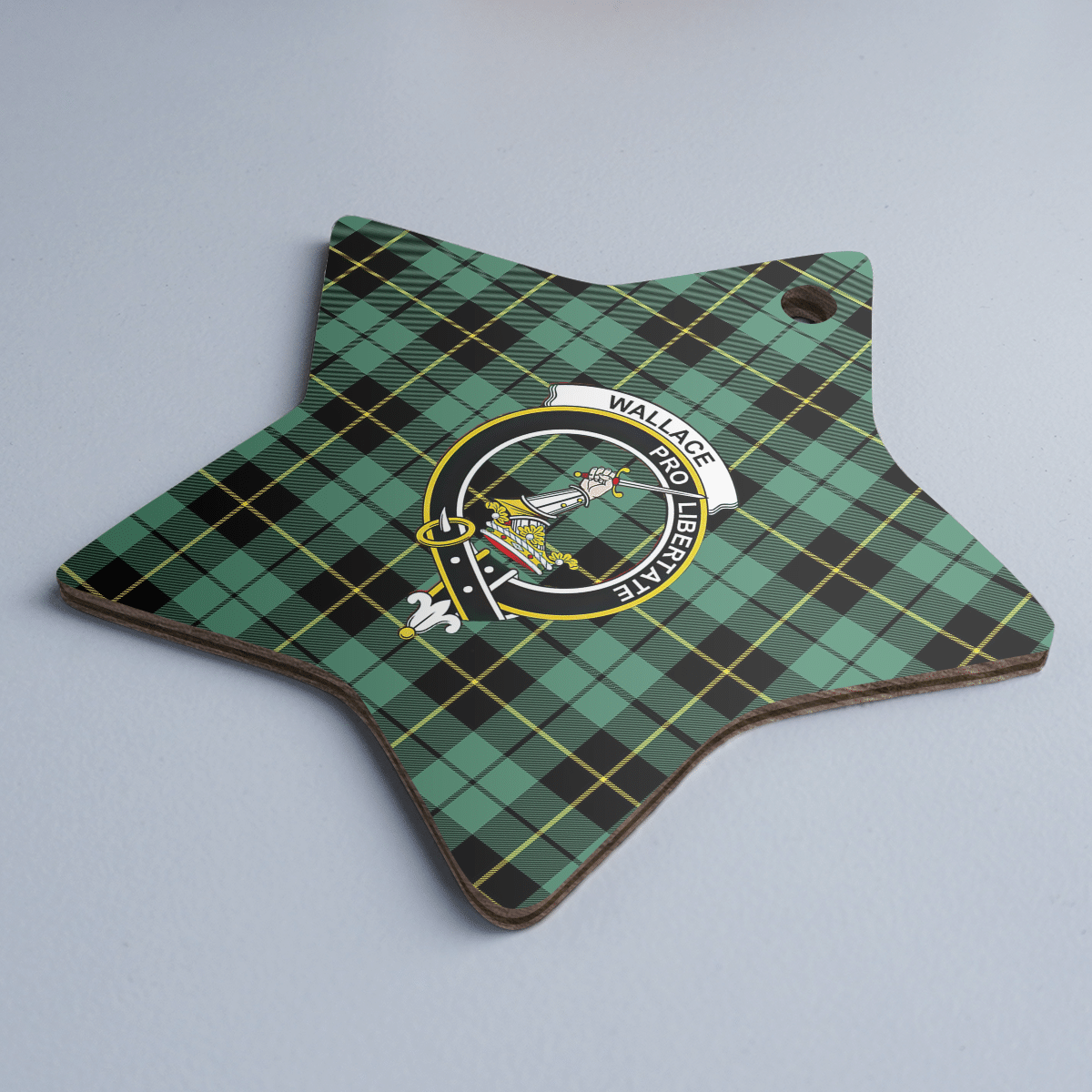 Clan Wallace Hunting Ancient Tartan Crest Star Ceramic Ornament HP65 Wallace Hunting Ancient Tartan Tartan Christmas   