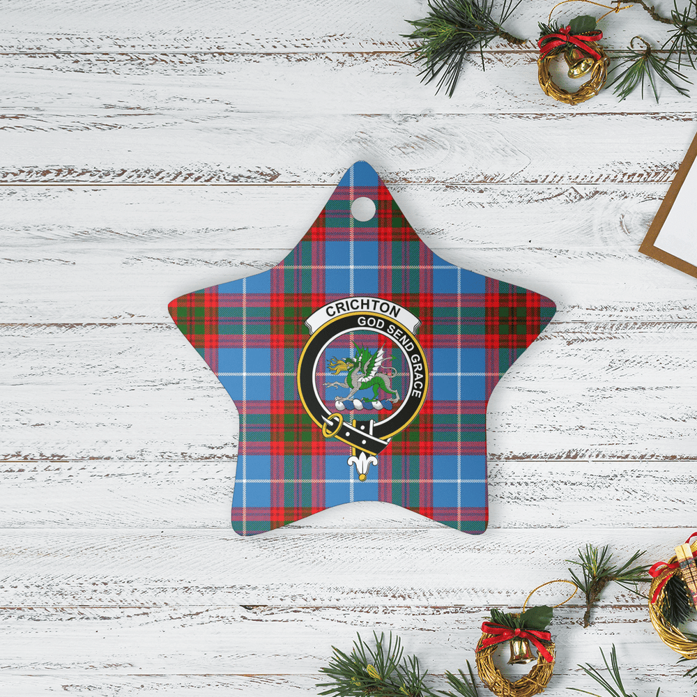 Clan Crichton District Tartan Crest Star Ceramic Ornament ZU20 Crichton District Tartan Tartan Christmas   