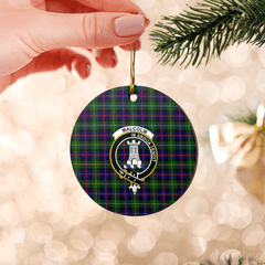 Clan Malcolm Modern Tartan Crest Round Ceramic Ornament OE45 Malcolm Modern Tartan Tartan Christmas   