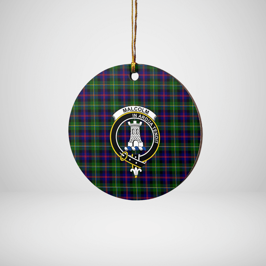 Clan Malcolm Modern Tartan Crest Round Ceramic Ornament OE45 Malcolm Modern Tartan Tartan Christmas   