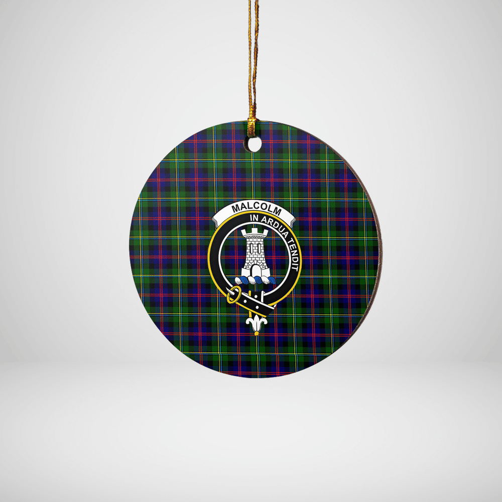 Clan Malcolm Modern Tartan Crest Round Ceramic Ornament OE45 Malcolm Modern Tartan Tartan Christmas   