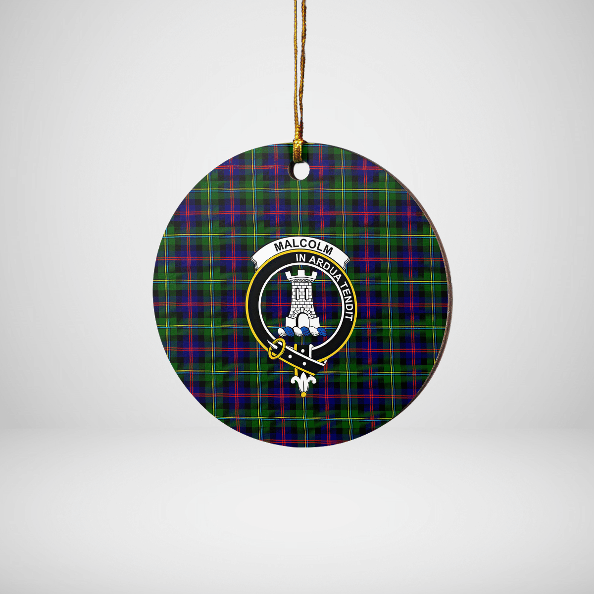 Clan Malcolm Modern Tartan Crest Round Ceramic Ornament OE45 Malcolm Modern Tartan Tartan Christmas   