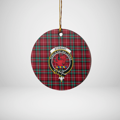 Clan Stewart (Stuart) of Bute Tartan Crest Round Ceramic Ornament