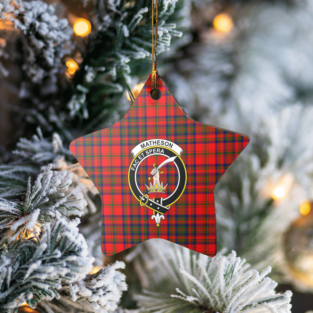 Clan Matheson Modern Tartan Crest Star Ceramic Ornament KA82 Matheson Modern Tartan Tartan Christmas   