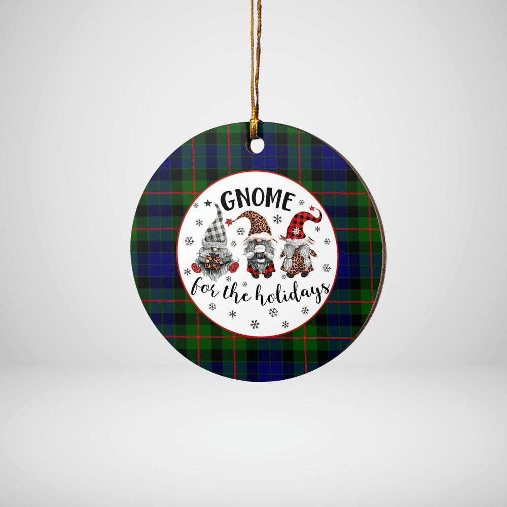 Clan Gunn Modern  Tartan Tartan Crest Gnome Round Ceramic Ornament FW41 Gunn Modern Tartan Tartan Christmas   