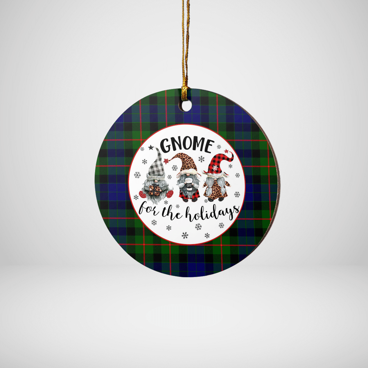Clan Gunn Modern  Tartan Tartan Crest Gnome Round Ceramic Ornament FW41 Gunn Modern Tartan Tartan Christmas   
