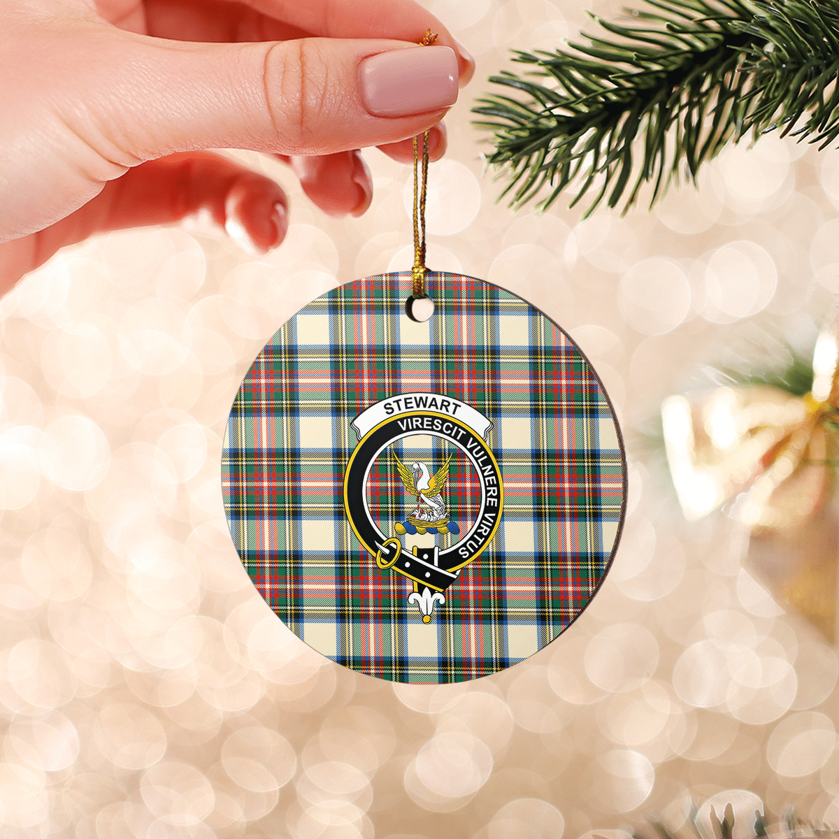 Clan Stewart Dress Ancient Tartan Crest Round Ceramic Ornament IB78 Stewart Dress Ancient Tartan Tartan Christmas   