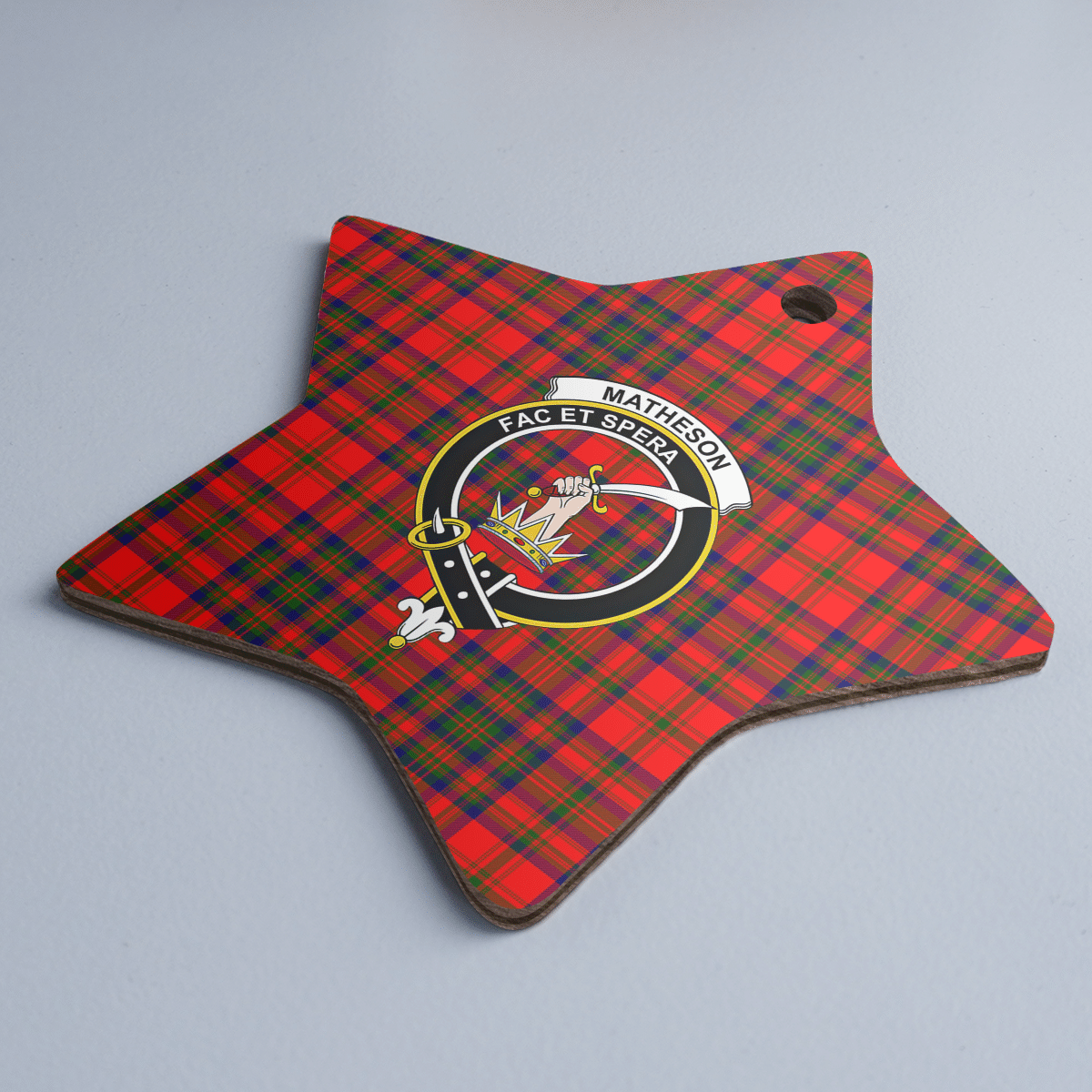 Clan Matheson Modern Tartan Crest Star Ceramic Ornament KA82 Matheson Modern Tartan Tartan Christmas   