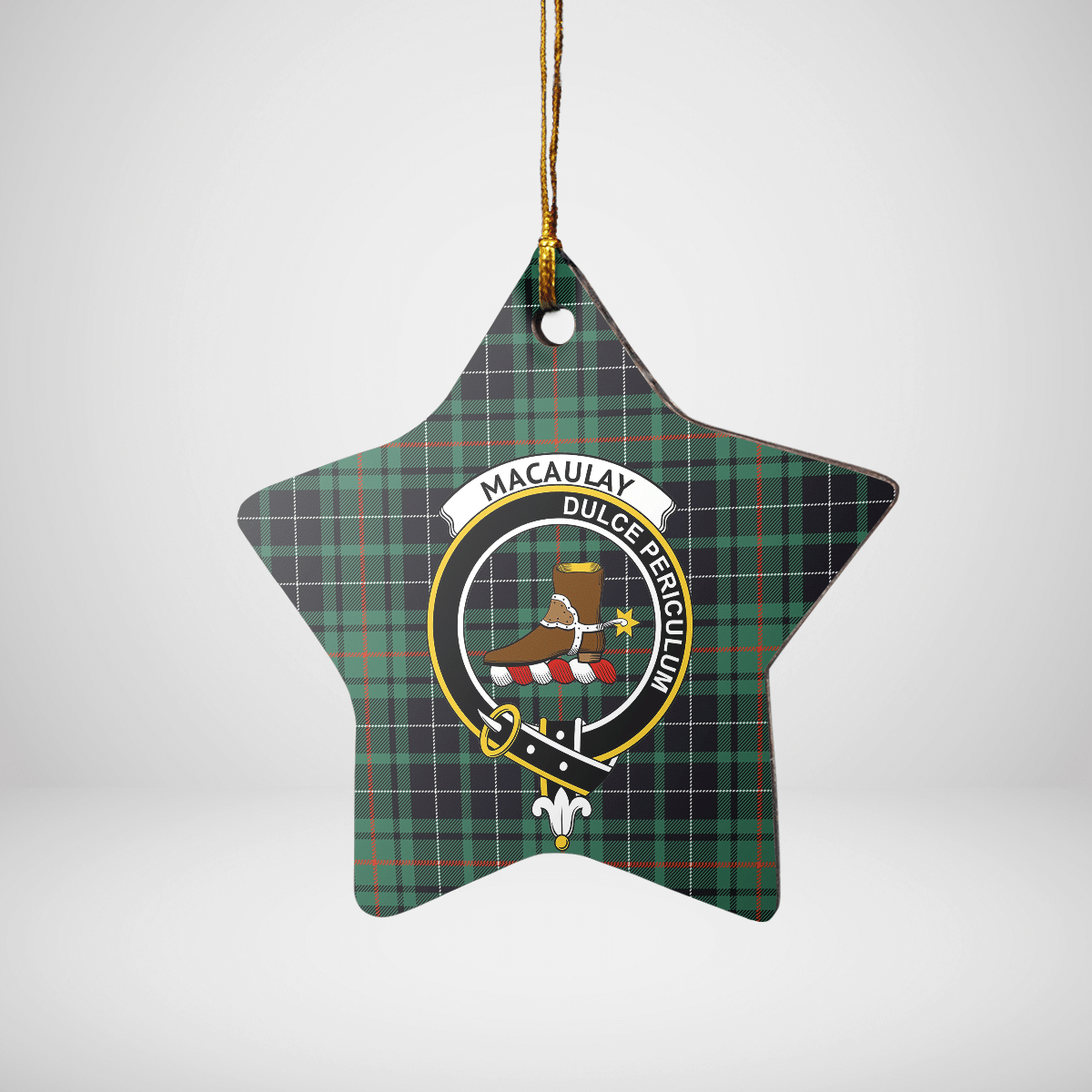 Clan MacAulay Hunting Ancient Tartan Crest Star Ceramic Ornament PA30 MacAulay Hunting Ancient Tartan Tartan Christmas   