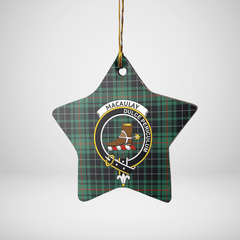 Clan MacAulay Hunting Ancient Tartan Crest Star Ceramic Ornament PA30 MacAulay Hunting Ancient Tartan Tartan Christmas   