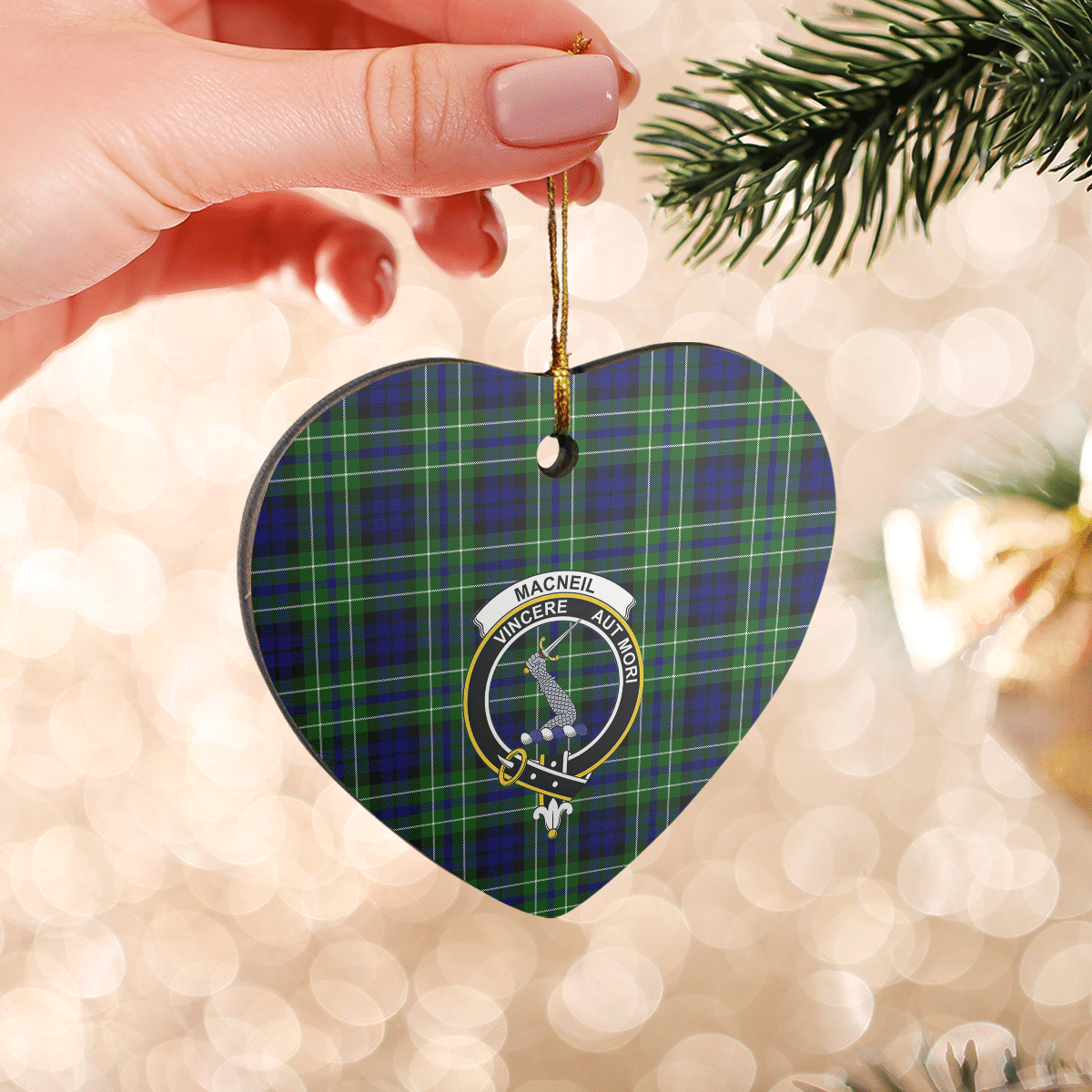 Clan MacNeil (of Colonsay) Tartan Crest Heart Ceramic Ornament FW92 MacNeil (of Colonsay) Tartan Tartan Christmas   
