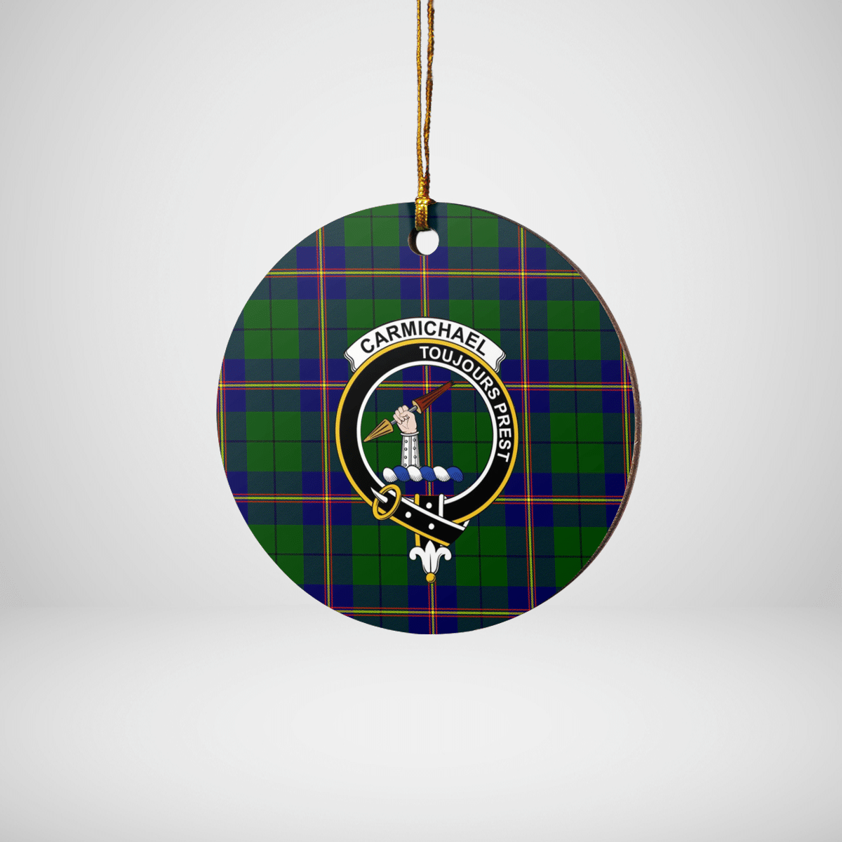 Clan Carmichael Modern Tartan Crest Round Ceramic Ornament VQ18 Carmichael Modern Tartan Tartan Christmas   