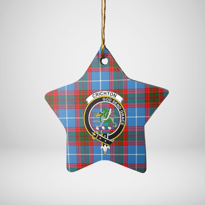 Clan Crichton District Tartan Crest Star Ceramic Ornament
