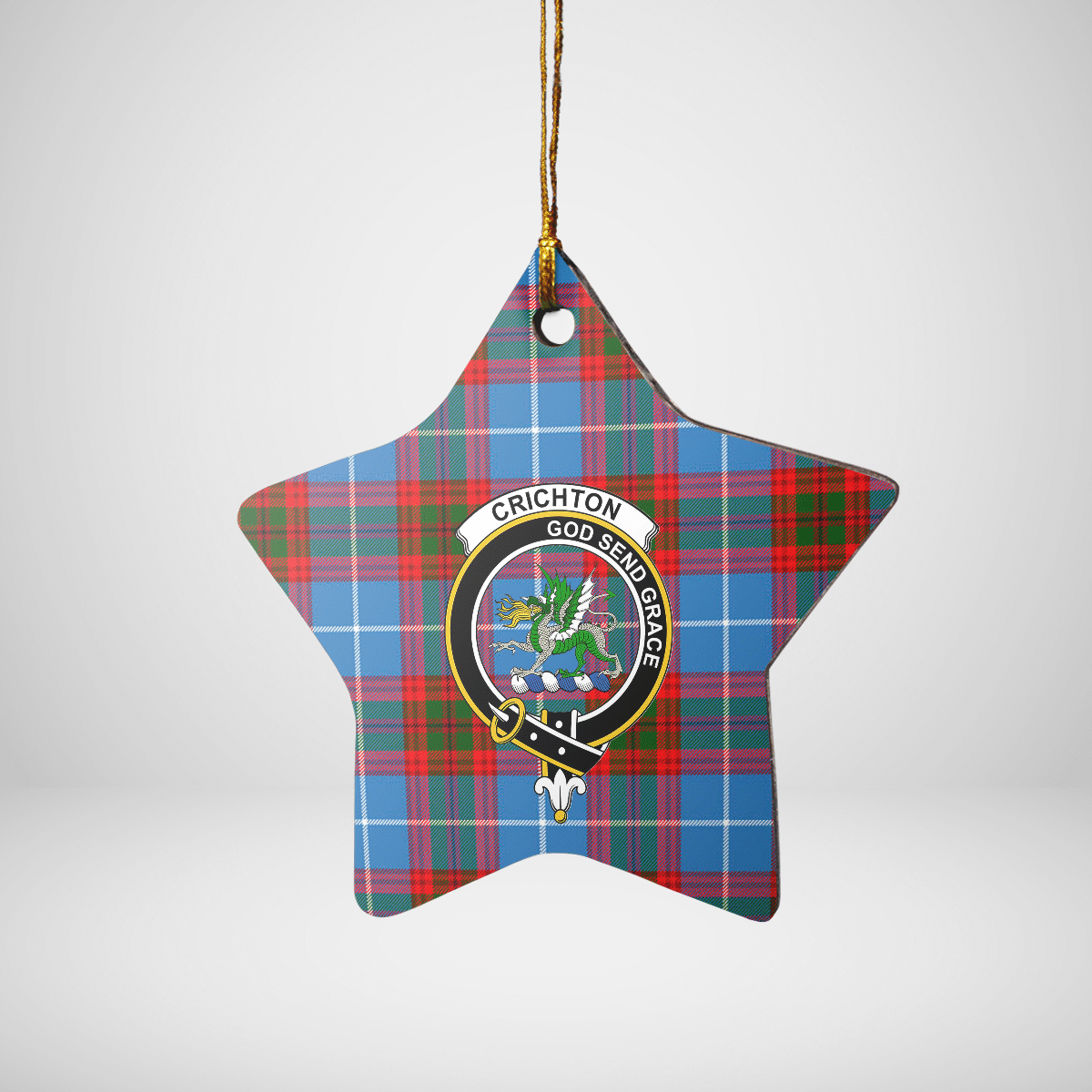 Clan Crichton District Tartan Crest Star Ceramic Ornament ZU20 Crichton District Tartan Tartan Christmas   
